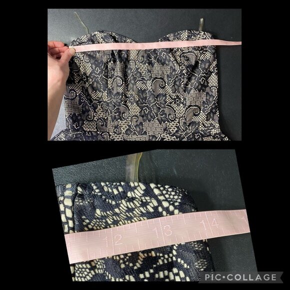 Have Womens L Floral Lace Strapless Peplum Top Lined Back Zipper Boho Party - Picture 13 of 15